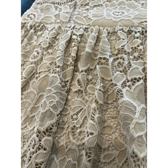 NSR Beige Lace Crochet Trim Midi Dress L - Picture 15 of 16